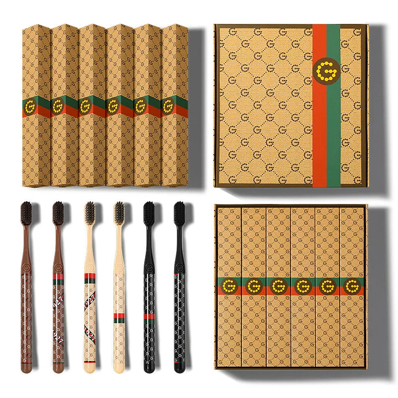 6-pack of high-end adult toothbrushes with fine silk bristles, family pack for students, travel, couples, home use, soft hair, t