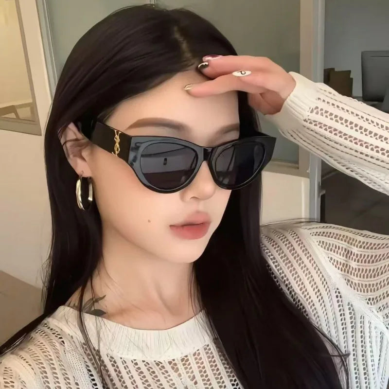 Vbpbsql Fashion Retro Cat Eyes, Women's Style of Sunglasses, High-end Sense, Square and Round Face Frame, UV-proof Sunglasses
