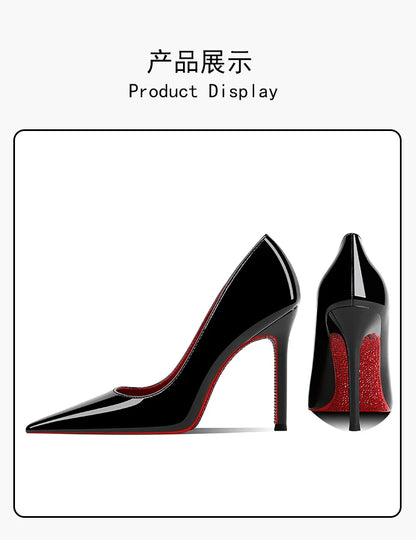 Women's heels 2025 New Luxury Brand Pumps Red Bottom Pointed Toe Rhinestone High Heels Elegant Stiletto Party Prom Ladies Shoes