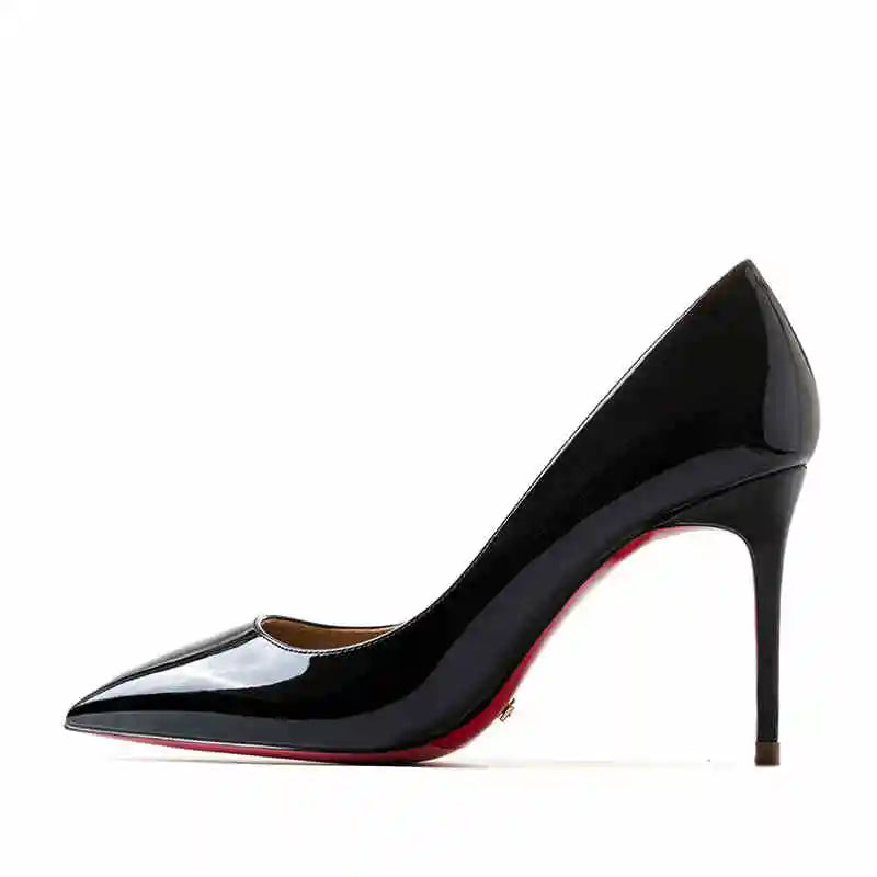 Women's heels 2025 trend Leather Luxury Pumps Red Bottom Woman 12cm
