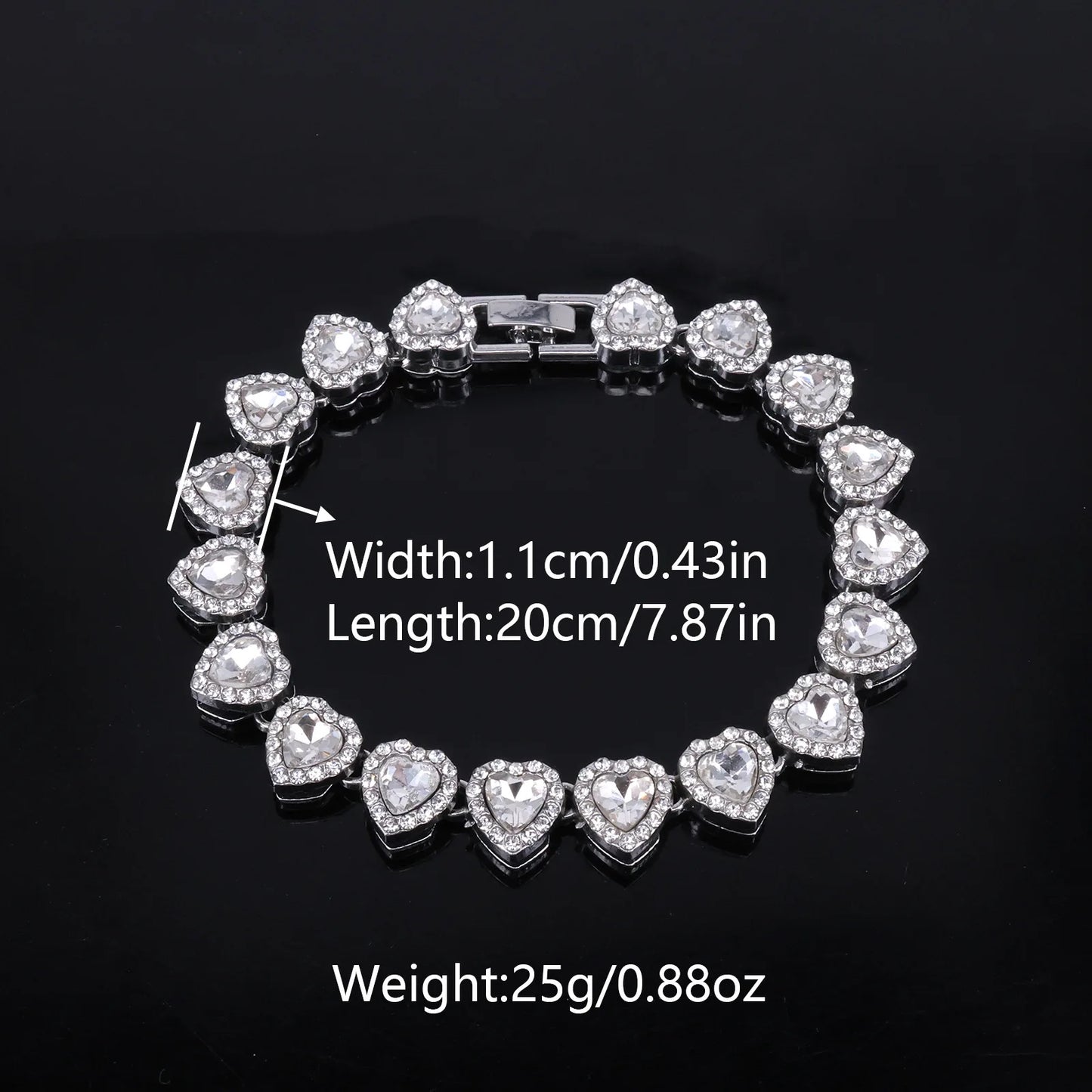 Swaroski dupe 45CM New Hip Hop Tennis Chain Bracelet Necklace Shiny Heart Rhinestone CZ Fashion Rock Party Jewelry Set
