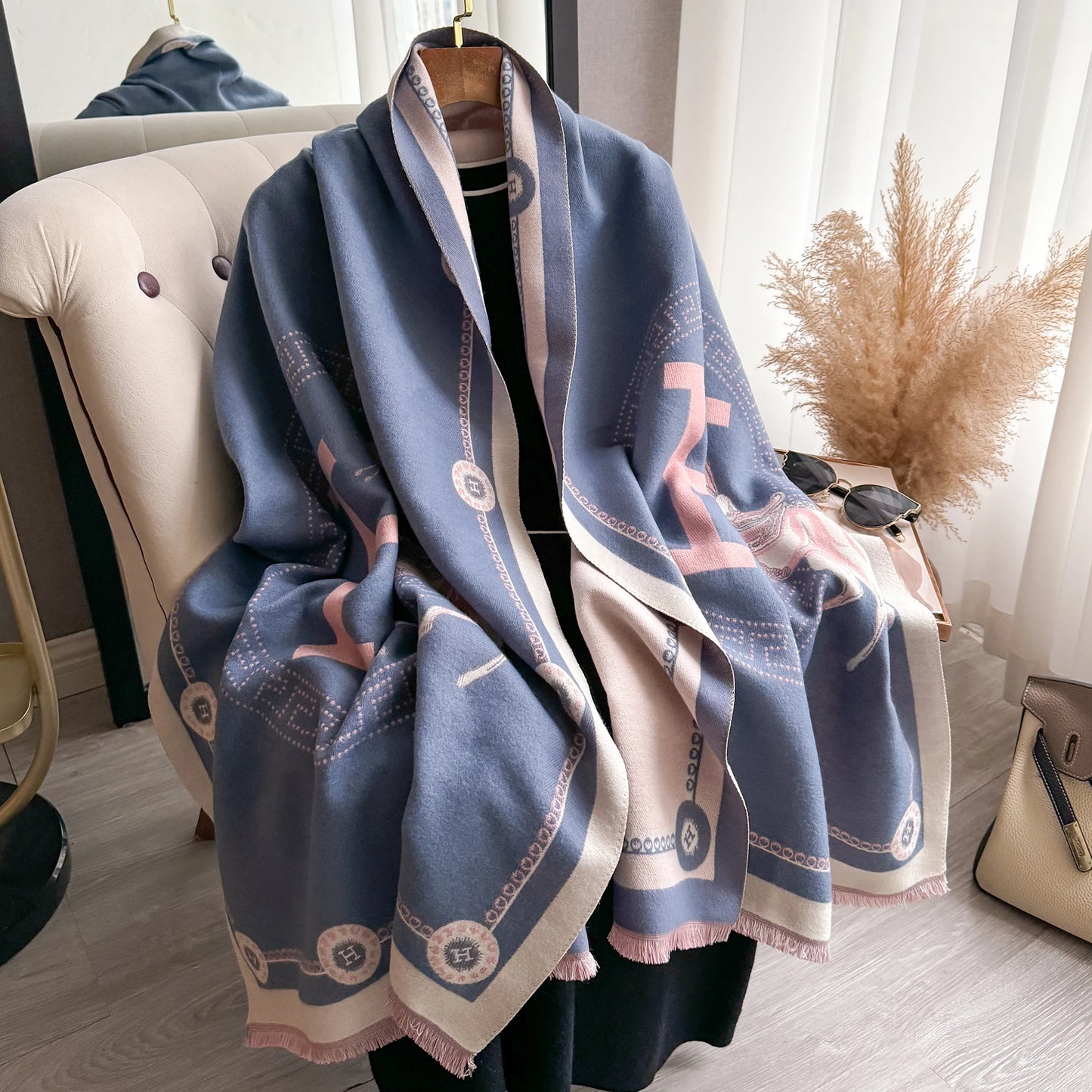 Luxury Winter Cashmere Scarf Women 2025 Design Warm Pashmina Blanket Poncho Scarves Female Carriage Shawl Thick Foulard Bufanda