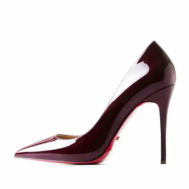 Women's heels 2025 trend Leather Luxury Pumps Red Bottom Woman 12cm