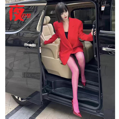 2025new Laser Electric Red High Heels Shallow Mouth Wave Edge Pointed Shoes Sexy 12cm Sexy French Fashion Lady Single Shoes33-46
