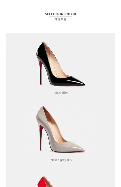 Women's heels 2025 trend Leather Luxury Pumps Red Bottom Woman 12cm