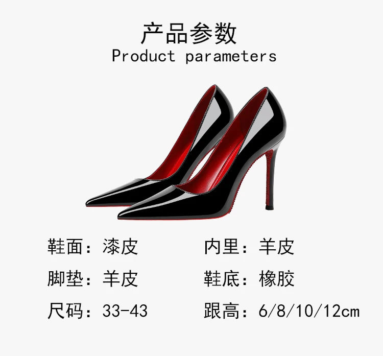 Women's heels 2025 New Luxury Brand Pumps Red Bottom Pointed Toe Rhinestone High Heels Elegant Stiletto Party Prom Ladies Shoes