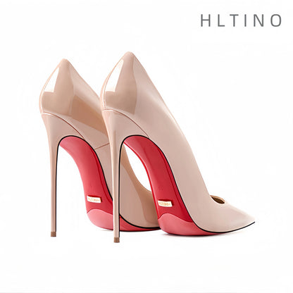 Women's heels 2025 trend Leather Luxury Pumps Red Bottom Woman 12cm