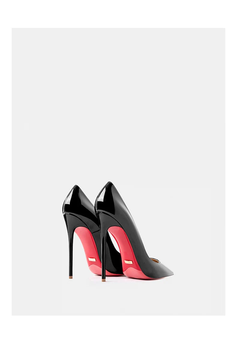 Women's heels 2025 trend Leather Luxury Pumps Red Bottom Woman 12cm