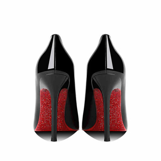 Women's heels 2025 New Luxury Brand Pumps Red Bottom Pointed Toe Rhinestone High Heels Elegant Stiletto Party Prom Ladies Shoes