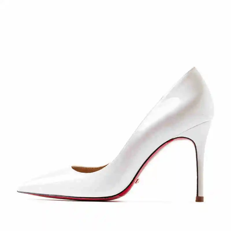 Women's heels 2025 trend Leather Luxury Pumps Red Bottom Woman 12cm