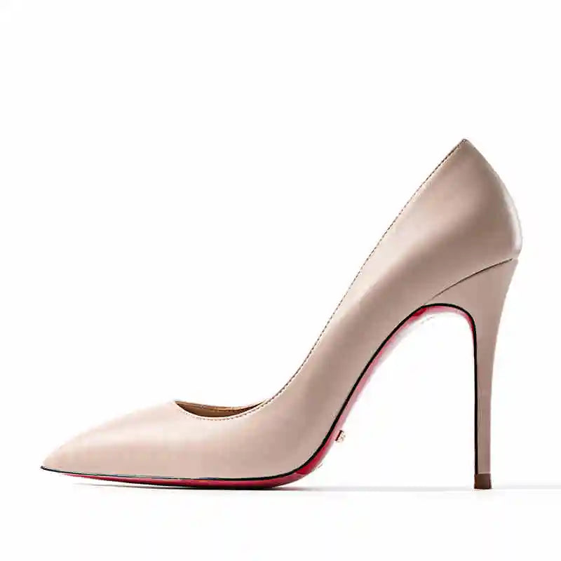 Women's heels 2025 trend Leather Luxury Pumps Red Bottom Woman 12cm