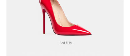 Women's heels 2025 trend Leather Luxury Pumps Red Bottom Woman 12cm