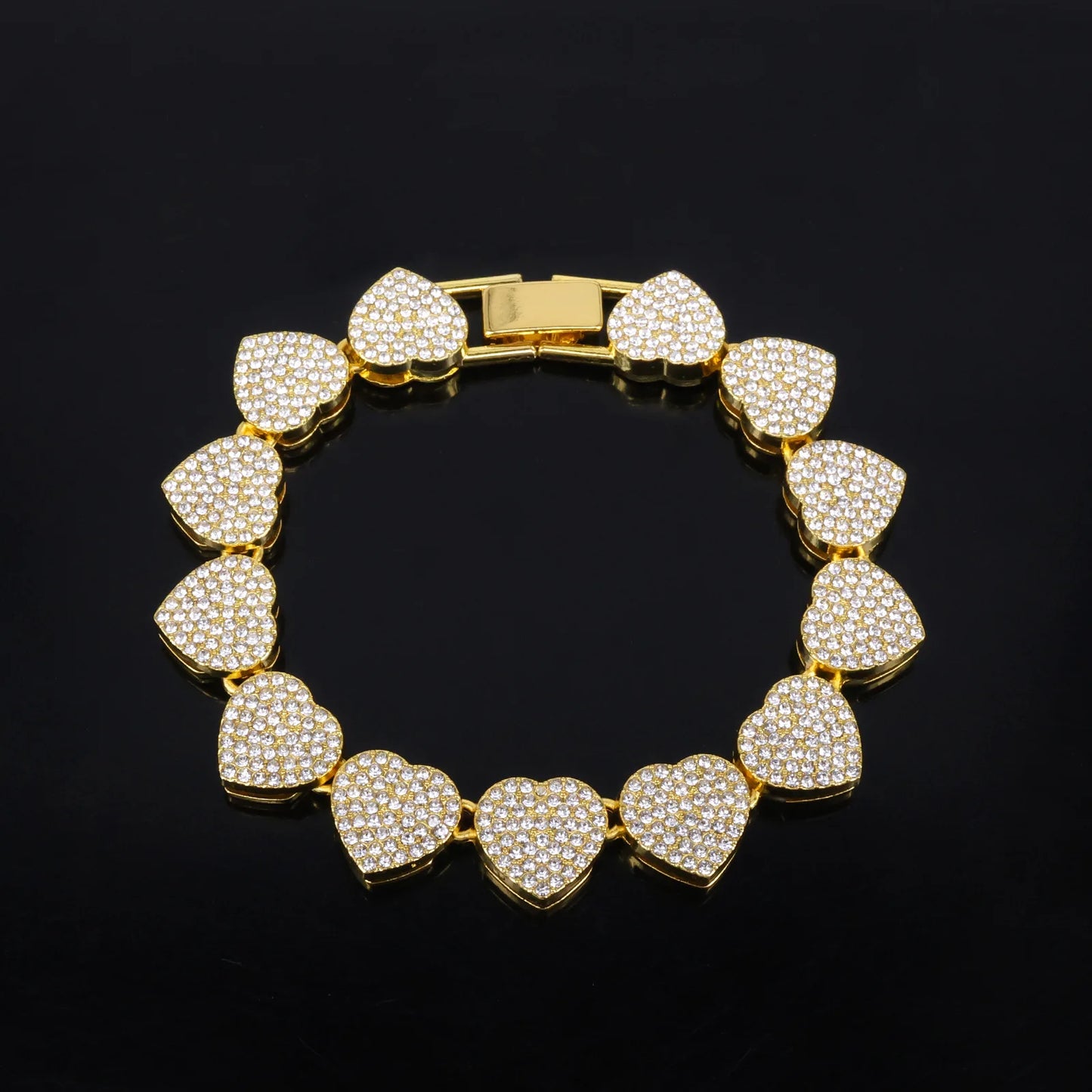 Swaroski dupe 45CM New Hip Hop Tennis Chain Bracelet Necklace Shiny Heart Rhinestone CZ Fashion Rock Party Jewelry Set