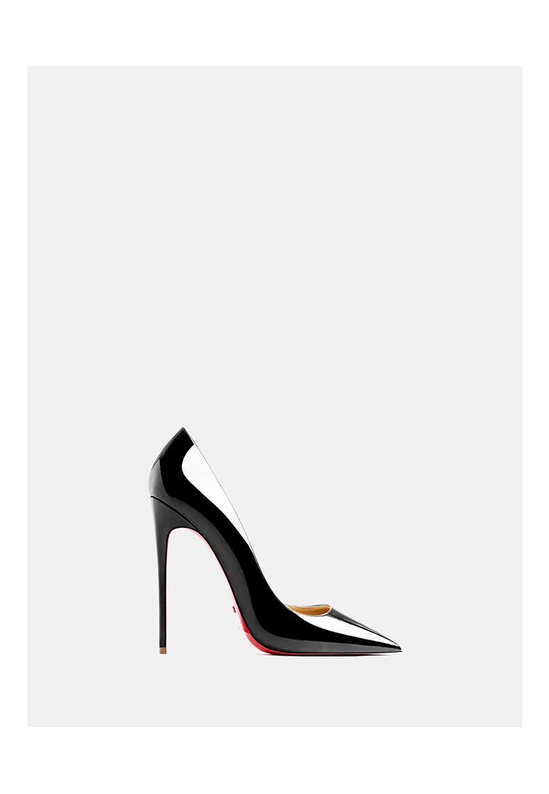 Women's heels 2025 trend Leather Luxury Pumps Red Bottom Woman 12cm