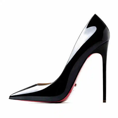 Women's heels 2025 trend Leather Luxury Pumps Red Bottom Woman 12cm