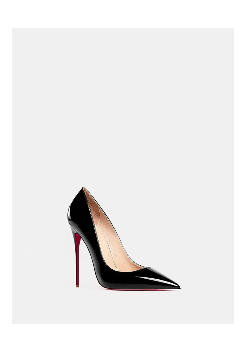 Women's heels 2025 trend Leather Luxury Pumps Red Bottom Woman 12cm