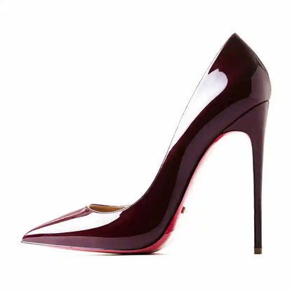 Women's heels 2025 trend Leather Luxury Pumps Red Bottom Woman 12cm