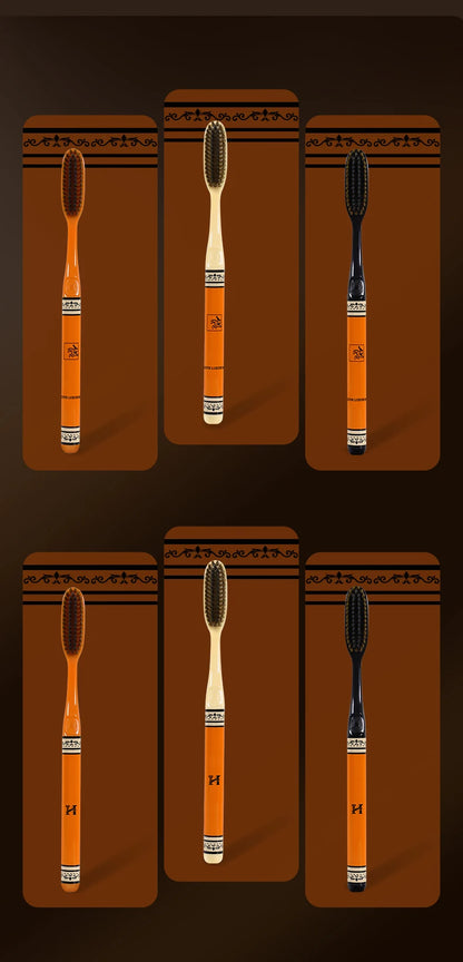 Pack of 6 high-end light luxury adult household long-head soft-bristled toothbrushes