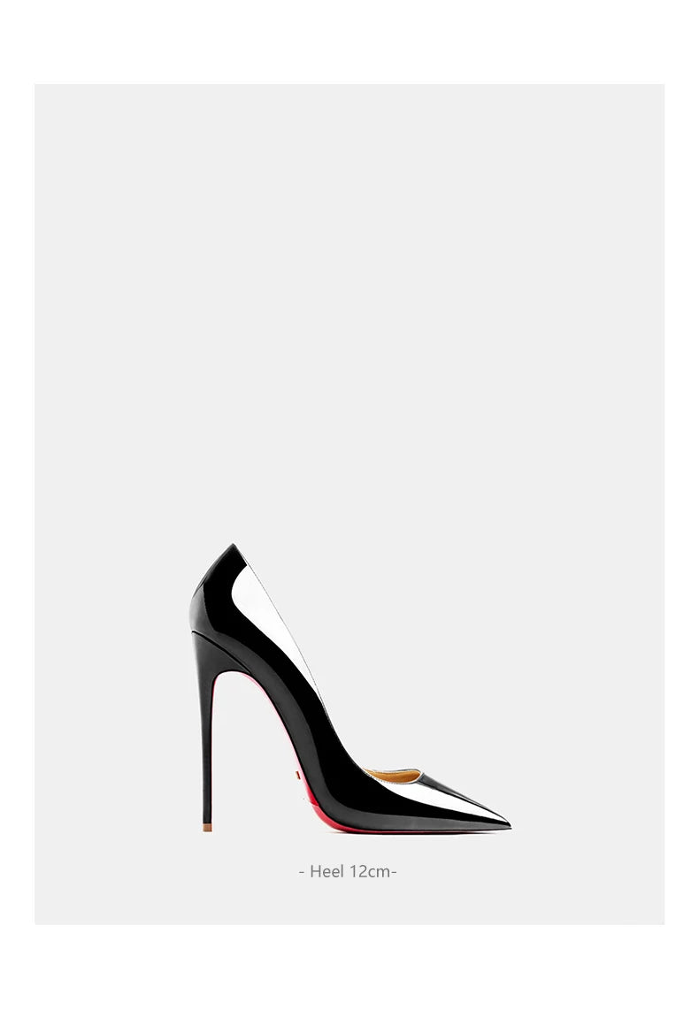 Women's heels 2025 trend Leather Luxury Pumps Red Bottom Woman 12cm