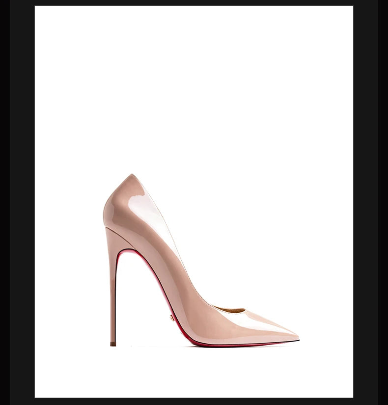 Women's heels 2025 trend Leather Luxury Pumps Red Bottom Woman 12cm