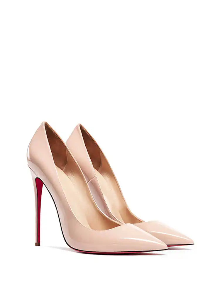 Women's heels 2025 trend Leather Luxury Pumps Red Bottom Woman 12cm