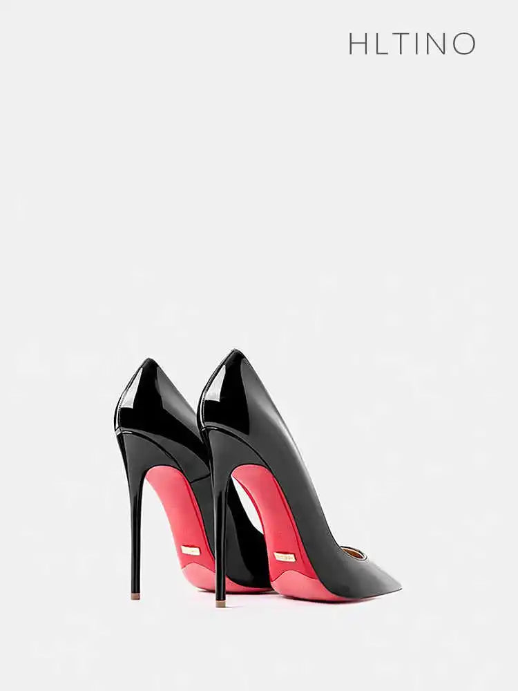 Women's heels 2025 trend Leather Luxury Pumps Red Bottom Woman 12cm