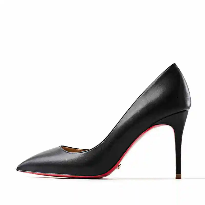 Women's heels 2025 trend Leather Luxury Pumps Red Bottom Woman 12cm